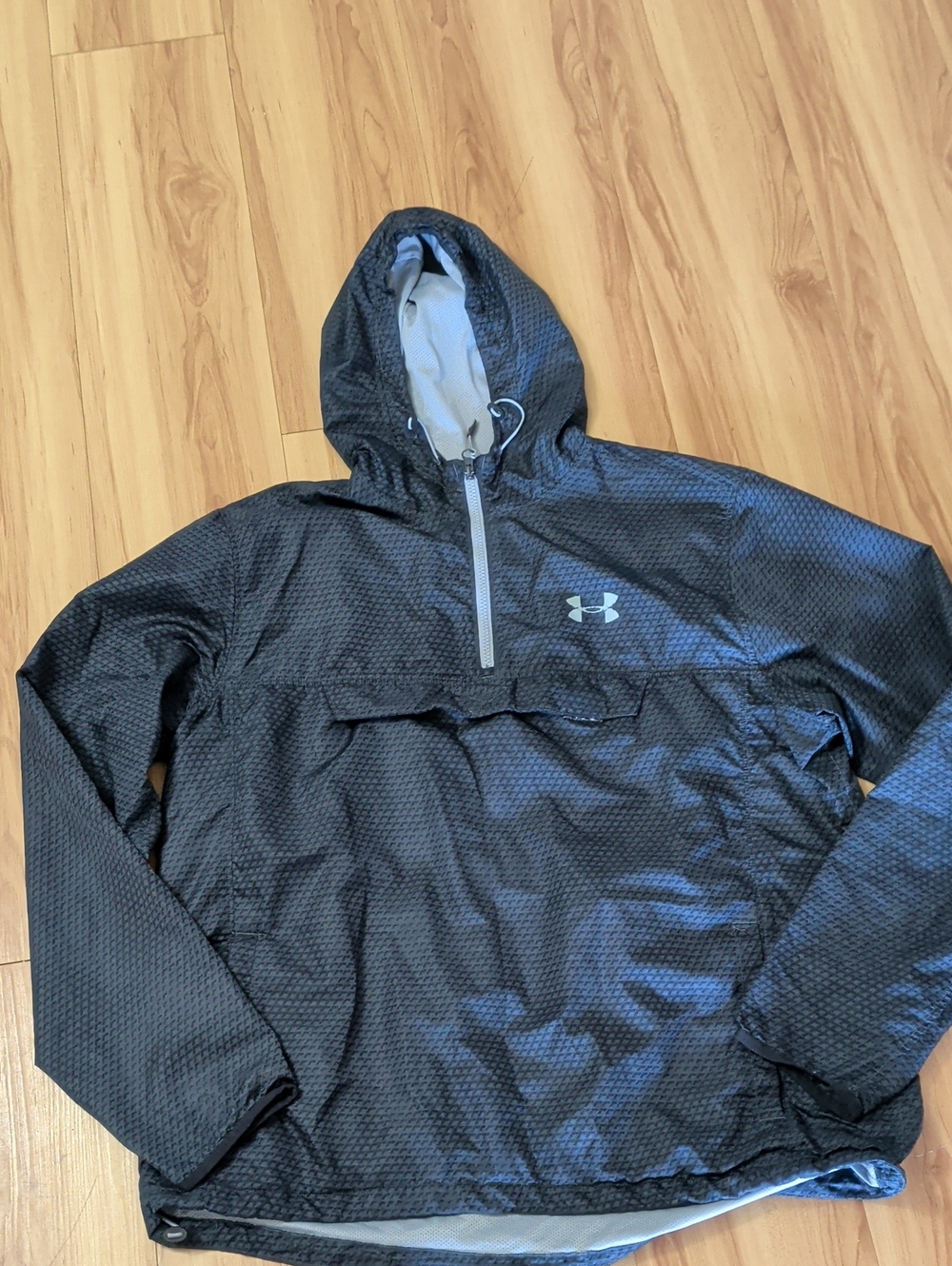 Under Armour Black Hooded Half-Zip Windbreaker